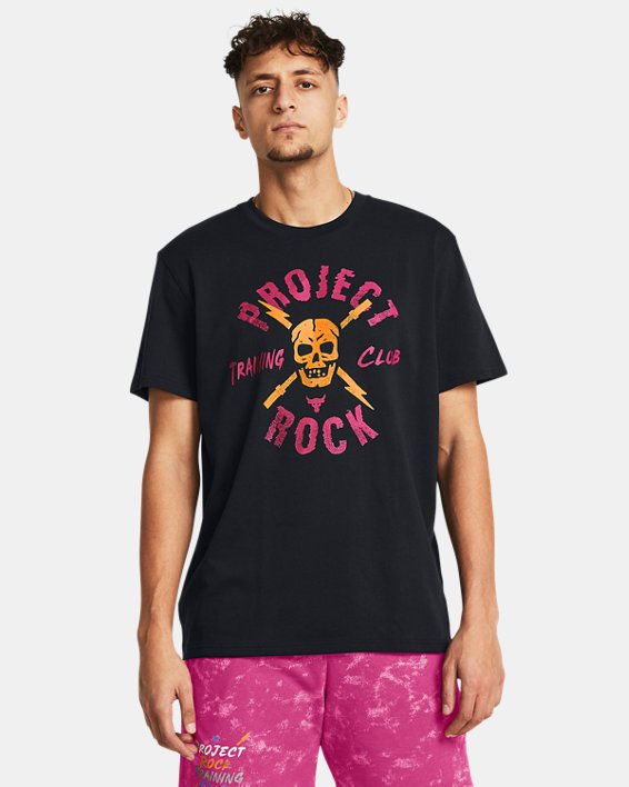 Men's Project Rock TC Heavyweight Graphic Short Sleeve in Black image number 0